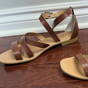 Express Brown Ankle Strap Flat Sandals Size 9 EUC